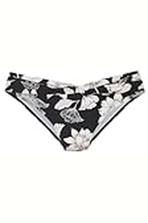 QS by s.Oliver Bikinibroek voor dames met omslagband met zwart wit bloemenpatroon, , 40