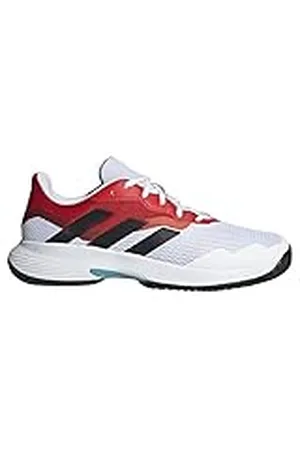adidas Heren CourtJam Control Tennis Shoes, Cloud White/Core Black/Scarlet, 40 EU