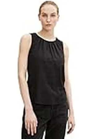 TOM TAILOR Dames Linnen blouse met plooien 1031263, , 46