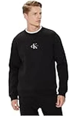 Calvin Klein Jeans Heren MONOLOGO CREW NECK J30J325630, Pullover Sweatshirt, Zwart, S, , S