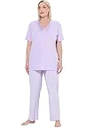 Ulla Popken Dames grote maten grote maten plus size pyjama, satijnen detail, Morning Rise, , 42-44 Grote maten