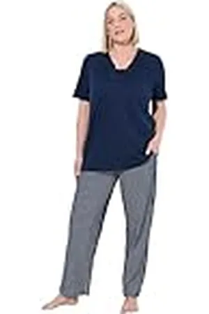 Ulla Popken Dames grote maten grote maten plus size pyjama, satijnen detail, Morning Rise, , 46-48 Grote maten