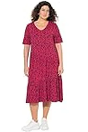 Ulla Popken Dames grote maten plus size jurk met asymmetrische volants, , 42-44