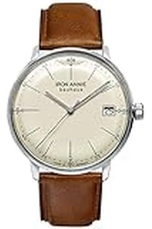 Iron Annie Dameshorloge met leren band serie Bauhaus Lady 35 mm behuizingsdiameter datum in verschillende variaties, Bruin/beige, Klassiek