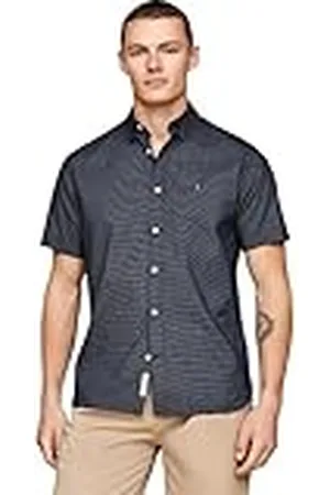 Tommy Hilfiger Heren natuurlijke zachte mini PRT shirt S/S casual shirts, blauw, XS, , XS