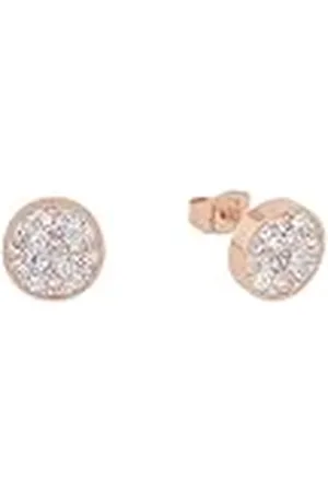 QS by s.Oliver Oorstekers roestvrijstalen damesoorsieraden, met kristal, 1 cm, rosékleur, Wordt geleverd in geschenkverpakking, 2020330