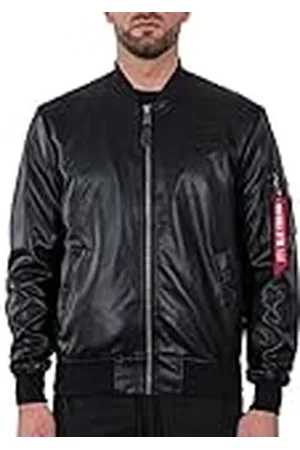Alpha Industries MA-1 VF Vegan Lederen Leren Jas voor Mannen Black