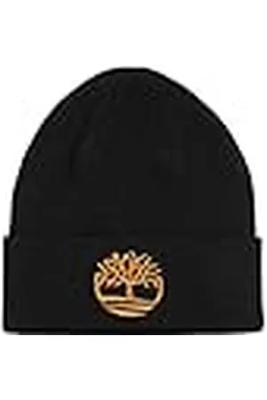 Timberland Cuffed Beanie with Embroidered Contrast Tree Hat (Black)