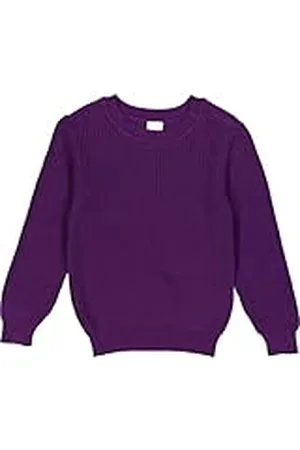 Green Cotton Knit Chunky Sweater voor meisjes, , 134