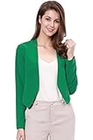 Allegra K Dames Cropped Blazer officiële open voorkant kraagloze pak jas