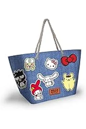 KARACTERMANIA Sanrio Hello Kitty Stickers strandtas zon blauw 52 x 37 cm, , één maat, zon strandtas Sanrio, , Eén maat, Zon strandtas Sanrio