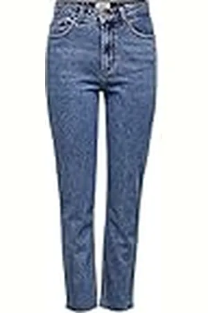 ONLY ONLEMILY Straight Fit Jeans voor dames, hoge taille, recht gesneden jeans, blauw (Dark Blue Denim)., 29W / 32L