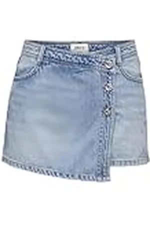 ONLY Dames Trendy Shorts Mini-rok Stijl Knopen Denim Skort Pockets, Colour: , Size:L
