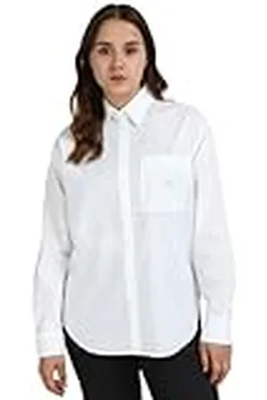 Calvin Klein Jeans Dames geweven label ontspannen shirt J20J224436, S/S shirt, wit, M, , M
