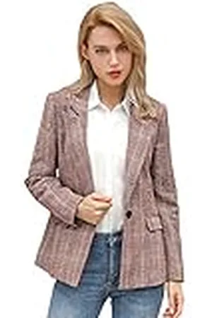 Allegra K Dames Blazers Boyfriend getande revers geruite blazer jas