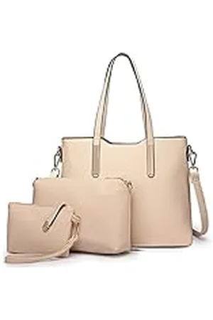 MISS LULÙ Handtas voor dames, shopper, schoudertas, groot, hengseltas, draagtas, aktetas, tas voor kantoor, school, winkelen, reizen, elegant PU-leer, 3-delige set