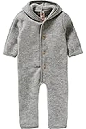 Engel Rompertje met capuchon; van zachte wol (fleece), lichtgrijs, gemêleerd, 74/80 cm