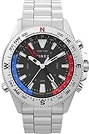 Timex Trend 43 mm herenhorloge - roestvrij stalen band, zwarte wijzerplaat, roestvrijstalen kast TW2V41800