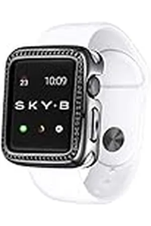 SkyB 14K/18K gouden of gerhodineerde Apple Watch Case in sieradenstijl met Swarovski Zirkonia CZ of Spinel Border - Kleur- en maatopties, Small (38mm), Metaal edelsteen Siliconen, Zirkonia