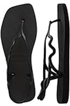 Havaianas Soleil elegante T-sandalen voor dames, duurzaam en comfortabel, rugsluiting, gegolfde bandjes en zool met vierkante randen, Zwart, 39/40 EU