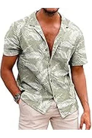 Coofandy Modieuze slim fit turn down lange mouwen, patchwork, casual overhemden, , L