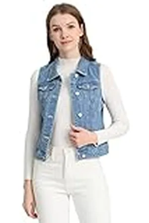 Allegra K Denim vest voor dames, collegejack, , L