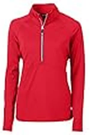 Cutter & Buck Womens Long Sleeve Adapt Eco Knit Half Zip Pullover Shirt, Red, Medium US
