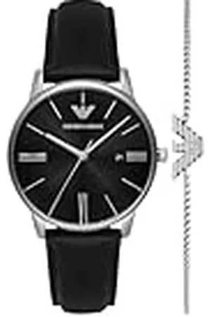 Emporio Armani Horloge Voor Mannen, Kwartsuurwerk en 42mm Kastmaat met Roestvrij stalen, Lederen of Siliconen bandGrafietGrafiet