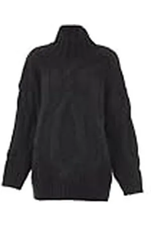 Ebeeza Dames effen trui met hoge hals en lange mouwen met holtes en twist-print één maat, , Eén maat