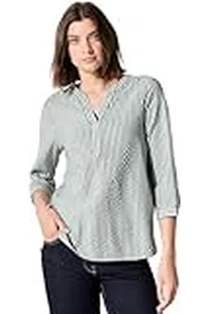 CECIL TOS Seersucker Splitneck Blouse, , XXL