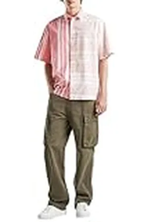 Benetton Shirt 5WWYUQ01Q, roze met witte strepen 902, S heren, , S