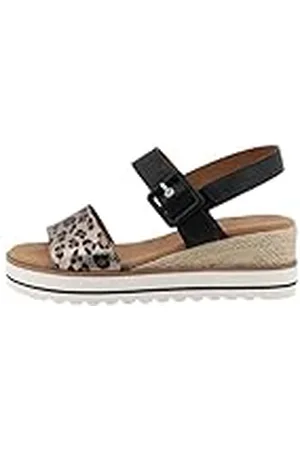 TOM TAILOR Dames 9590210003 wigvormige sandalen, zilver-zwart, 36 EU, , 36 EU