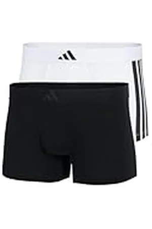 adidas Heren Boxershorts 2-Pack-Low Rise Trunk (2PK) -Active Flex Cotton 3 Stripes Ondergoed, Zwart/Wit_4AM008, M, , M