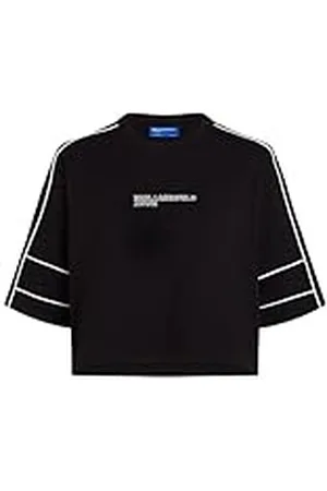 Karl Lagerfeld Relaxed Cropped Piping Tee, Vrouwen, , T-Shirt, , XS