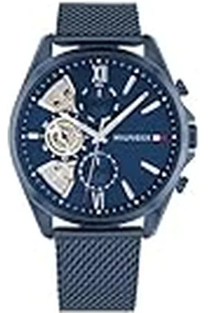 Tommy Hilfiger Analoog multifunctioneel kwartshorloge voor mannen met blauwe roestvrijstalen armband - 1710648
