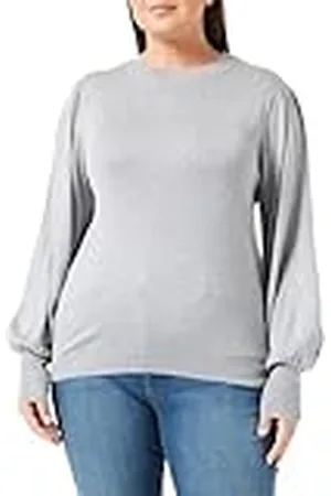 Kaffe Damestrui met ronde hals licht gebreide lange bisschop mouwen, regular fit, , XL