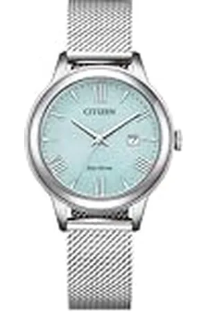 Citizen Eco-Drive dameshorloge op zonne-energie met roestvrijstalen meshband en datum in verschillende varianten, , armband