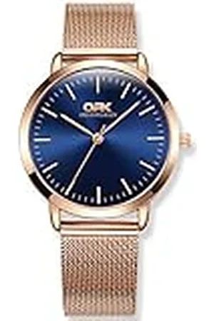 Basfur Polshorloge voor dames, analoog kwartshorloge voor dames met roestvrijstalen armband, Blue Dial/Mesh Band, Modern