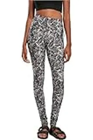Urban classics Vrouwen Dames Zachte AOP Leggings Yoga Broek, Blackpaint., XS