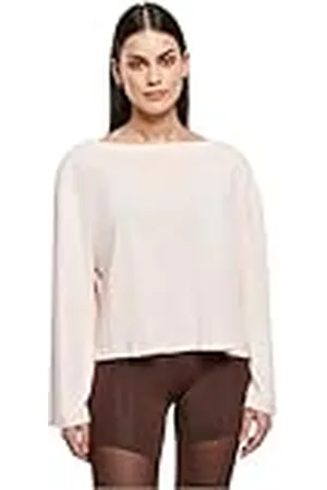 Urban classics Dames Korte Modal Bateau Halslijn T-shirt met lange mouwen, , 3XL, , 3XL