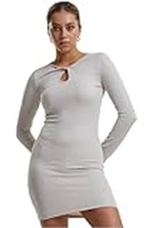 Urban classics Damesjurk met lange mouwen, glitterjurk met lange mouwen, slim fit, maten XS-5XL, , XS
