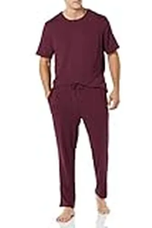 Amazon Katoenen modale pyjama voor heren, donkerbordeaux, S