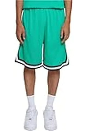 Urban classics Heren Stripes Mesh Shorts, groen/zwart/wit, 3XL