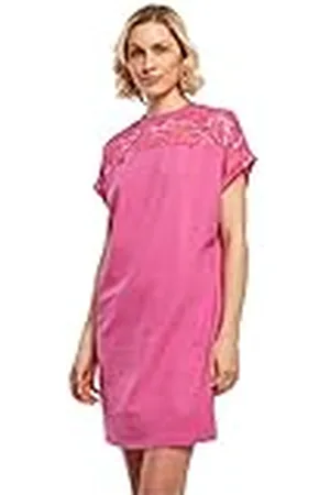 Urban classics Damesjurk Ladies Lace Tee Dress, kant rond de schouders, T-shirt jurk voor vrouwen in vele kleuren verkrijgbaar, maten XS - 5XL, , L