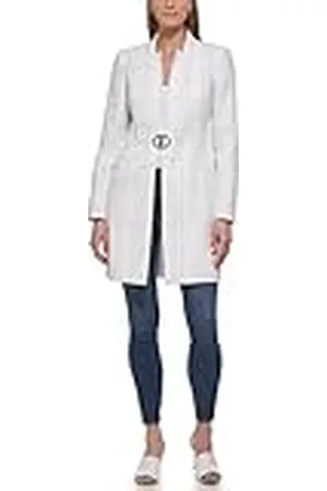DKNY Nieuwigheid Coldweather Lange Mouwen Jas Blazer, Wit/Zand, 14 Dames, , 14
