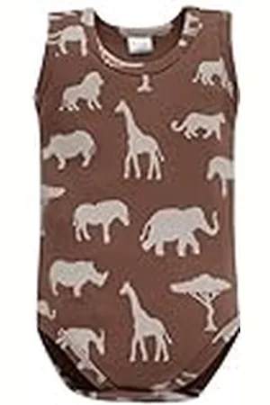 Pinókio Body mouwloos, safari, 100% katoen, bruin, Afrikamatroon, jongens 62-92 (74), , 74 cm
