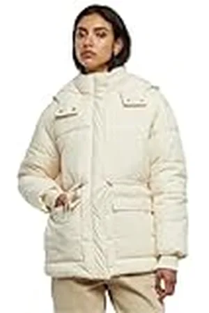 Urban classics Dames Waisted Puffer Jacket, damesjack in losse pasvorm voor koude dagen, verkrijgbaar in meerdere kleuren, maten XS-5XL, witzand., XL