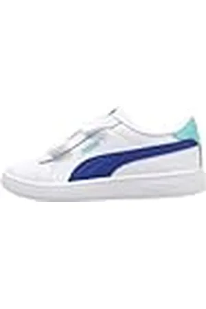 PUMA Unisex kinderen Smash 3.0 L V Ps sneakers, White Vivid Blue Aquatic, 30 EU