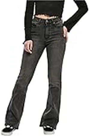 Urban classics Jeans Dames uitlopende denim broek met hoge taille, , 30
