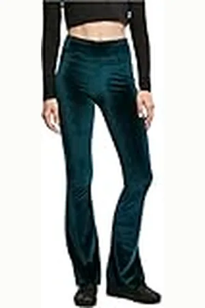 Urban classics Fluwelen dameslegging met hoge taille en laarssnit, blauwgroen, XL